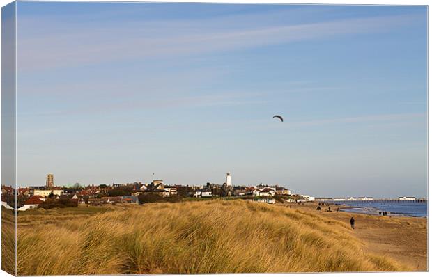 Southwold from the dunes. Canvas Print by Robert Geldard
