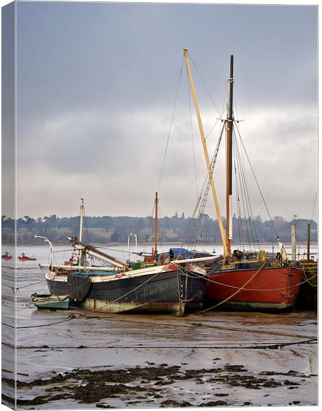 Pin Mill Barges Canvas Print by Robert Geldard