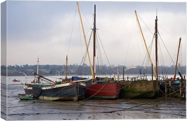 Pin Mill Barges Canvas Print by Robert Geldard