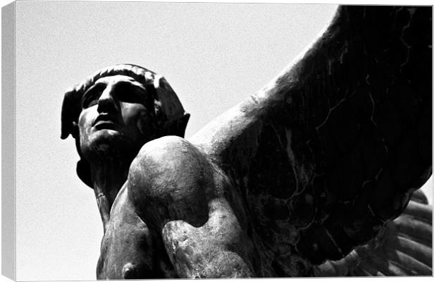 Corleone, Roman statue, winged, Sicily, Black and  Canvas Print by Raymond Gilbert