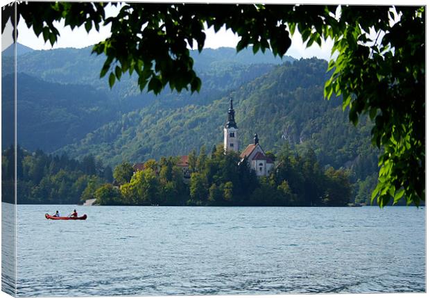 Lake Bohinj, Slovenia, kayaking Canvas Print by Raymond Gilbert