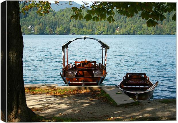 Lake Bohinj, Slovenia, boating Canvas Print by Raymond Gilbert
