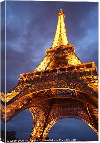 Eiffel Tower: Evening Perspective Canvas Print by Andrea Guidera