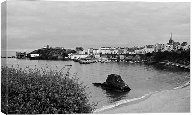Tenby Harbour North Beach. Canvas Print by paulette hurley