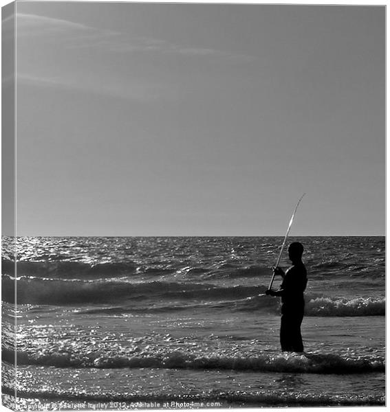 Fishing in the Surf.Tenby. Canvas Print by paulette hurley