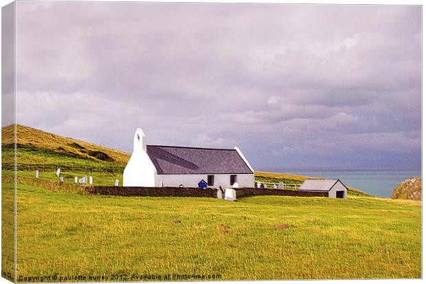 Mwnt Chapel.Ceredigion,Wales. Canvas Print by paulette hurley