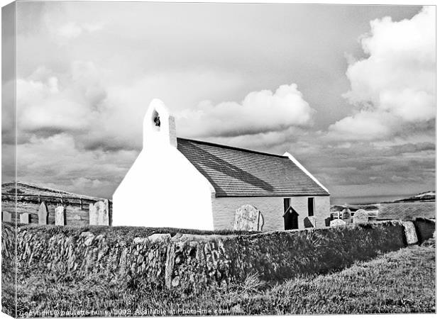 Mwnt Chapel.Black+White.Cardigan. Canvas Print by paulette hurley