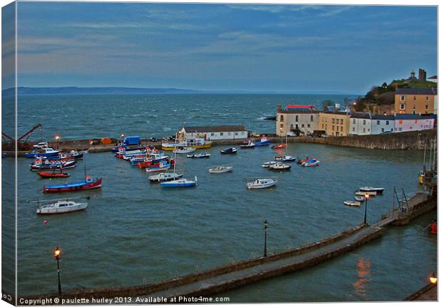 Tenby Harbour.High Tide.Wales. Canvas Print by paulette hurley