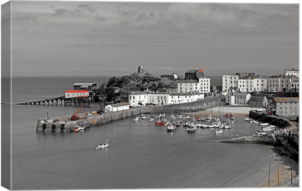 Tenby. B+W with Colour. Canvas Print by paulette hurley