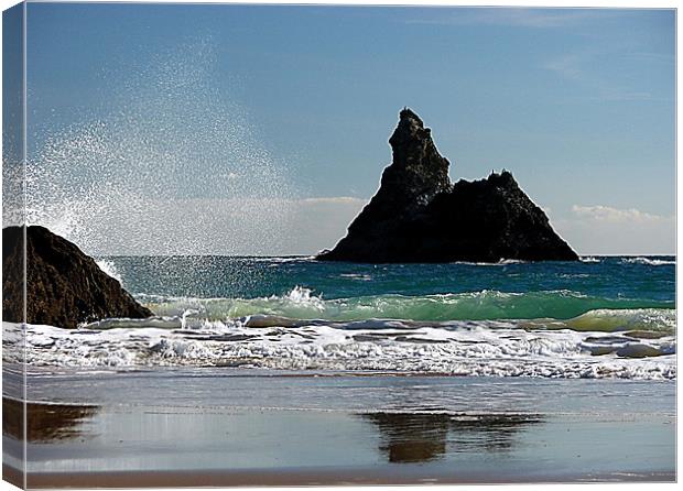 Splish Splash on Broadhaven Beach,Pembrokeshire,Wa Canvas Print by paulette hurley