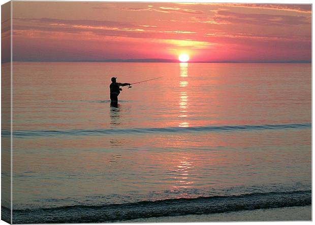 The Fisherman,s last cast. Canvas Print by paulette hurley