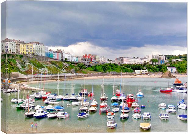 Tenby Harbour,North Beach. Canvas Print by paulette hurley