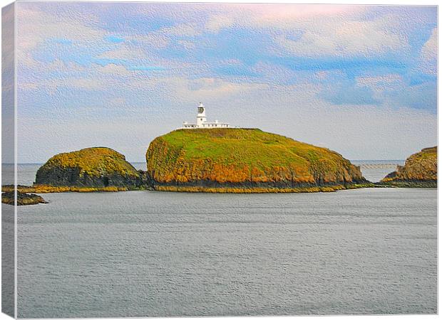 Strumble Head Lighthouse. Embossed. Canvas Print by paulette hurley