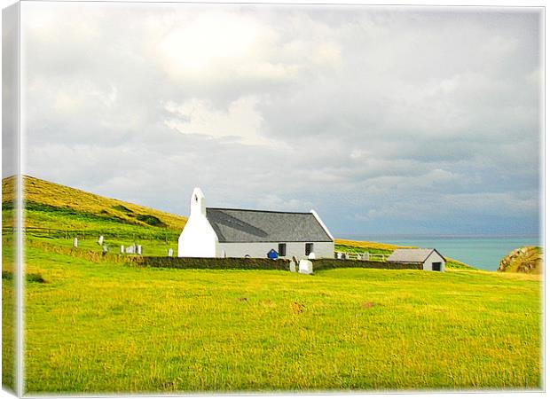 Mwnt Chapel. Canvas Print by paulette hurley
