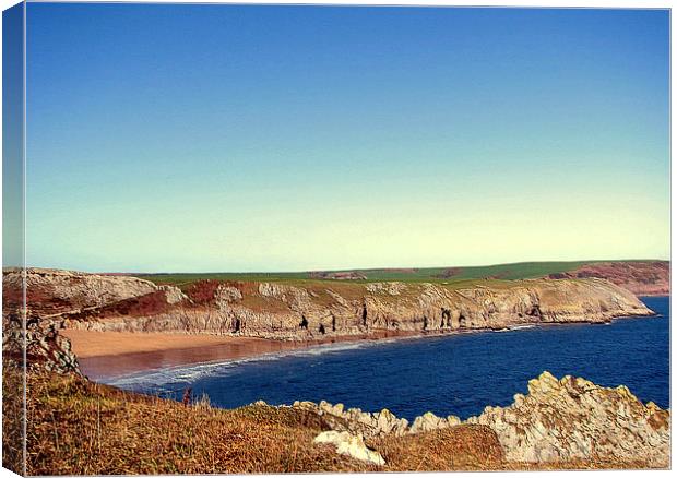Barafundle Bay.Pembrokeshire. Canvas Print by paulette hurley