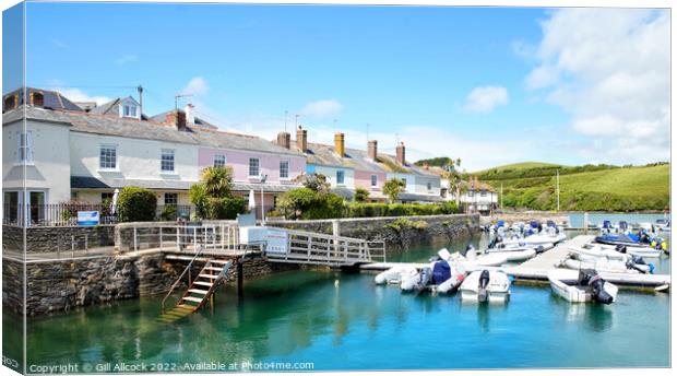 Salcombe Harbour and Cottages Canvas Print by Gill Allcock