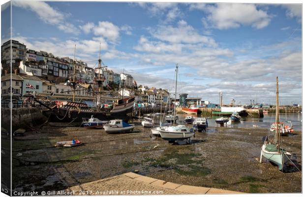 Brixham Harbour Canvas Print by Gill Allcock