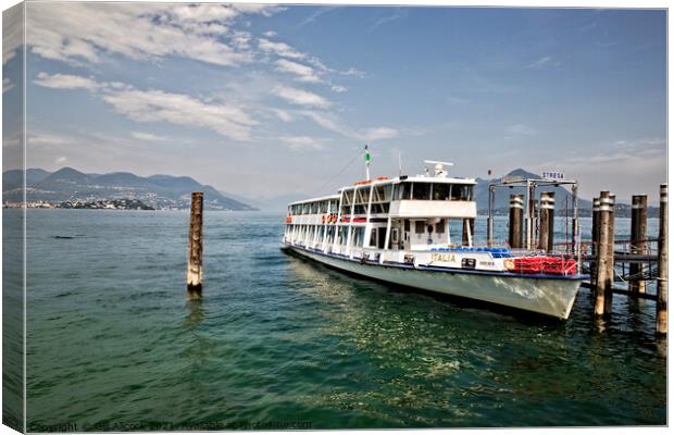 Boat on Lake Maggiore Canvas Print by Gill Allcock