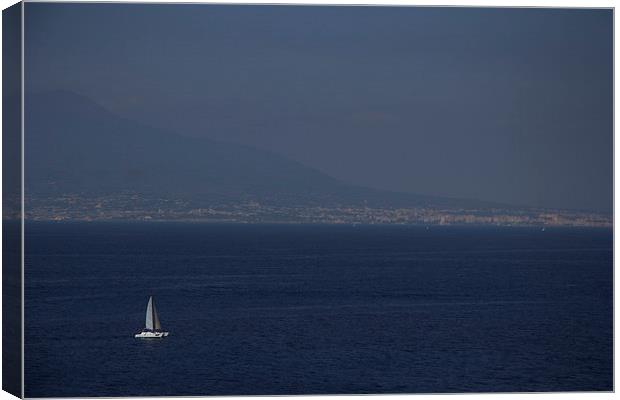 Yacht in Bay of Naples Canvas Print by Peter Elliott 