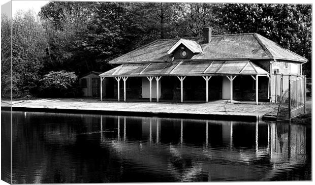  Queen's Park Boathouse Blackburn Canvas Print by Peter Elliott 