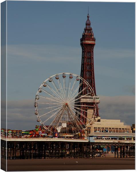Blackpool Tower and Big Wheel Canvas Print by Peter Elliott 