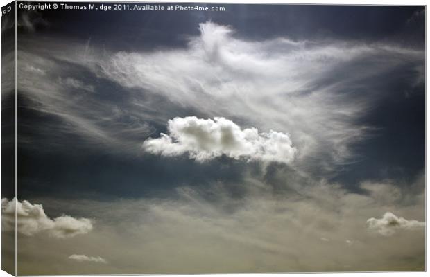 Solitary Cloud Canvas Print by Thomas Mudge
