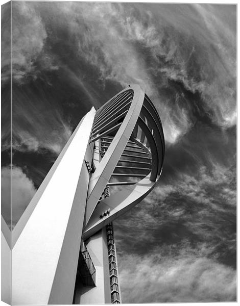 Spinnaker Tower - Side View B&W Canvas Print by Donna Collett