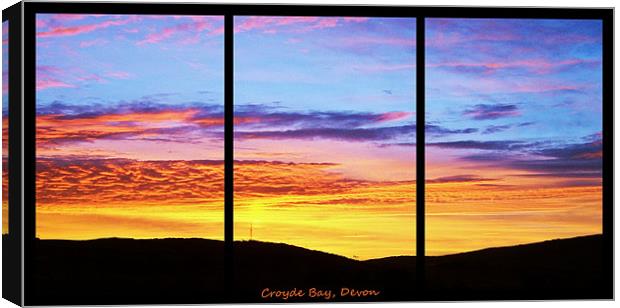 Sunset at Croyde Bay, Triptych Canvas Print by Donna Collett