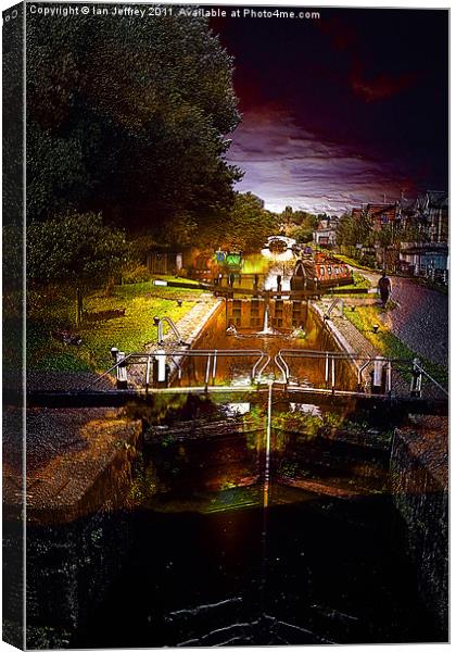 Canal By Moonlight Canvas Print by Ian Jeffrey