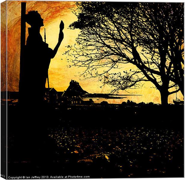 St Aidans Statue of Lindisfarne Canvas Print by Ian Jeffrey