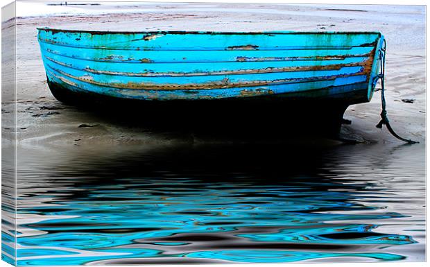 Blue Boat at Beadnell Beach Canvas Print by Ian Jeffrey