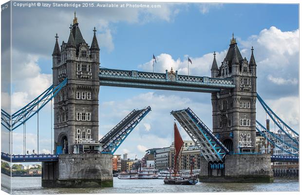   Tower Bridge opens for a sailing barge Canvas Print by Izzy Standbridge