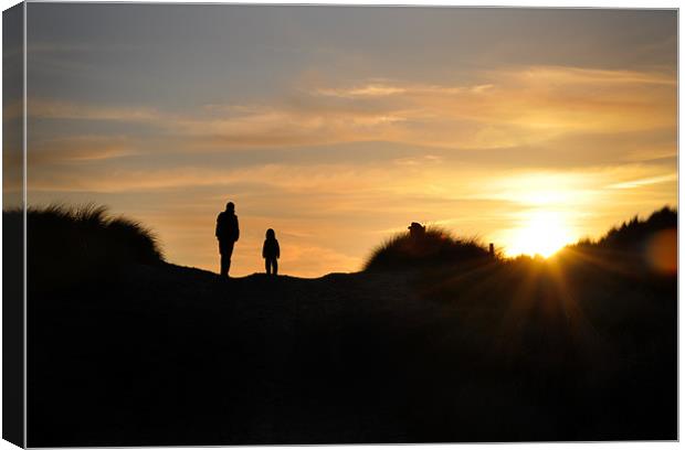 Perranporth sunset silhouette Canvas Print by K. Appleseed.