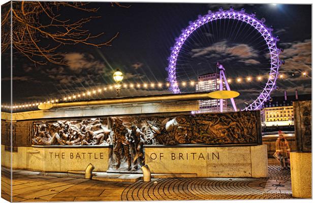 Battle of Britain Monument and London Eye Canvas Print by Phil Hall