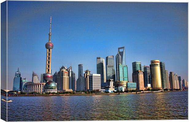 Lujiazui from the Bund, Shanghai Canvas Print by Phil Hall