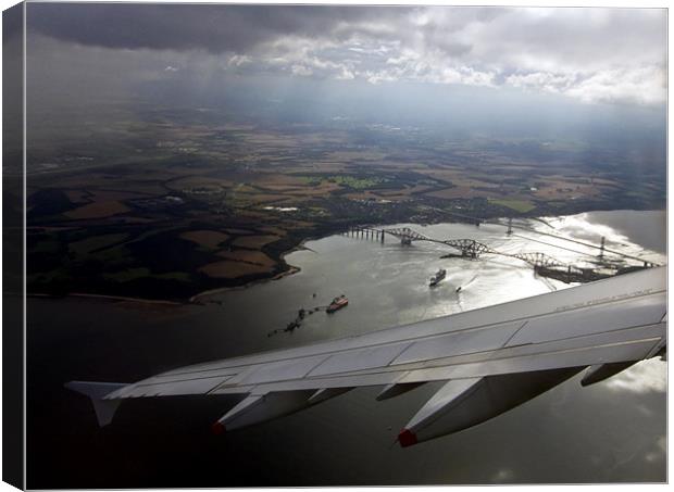 Forth bridges from the air Canvas Print by Tony Bates