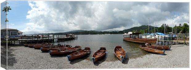 Ambleside boats panorama Canvas Print by Tony Bates