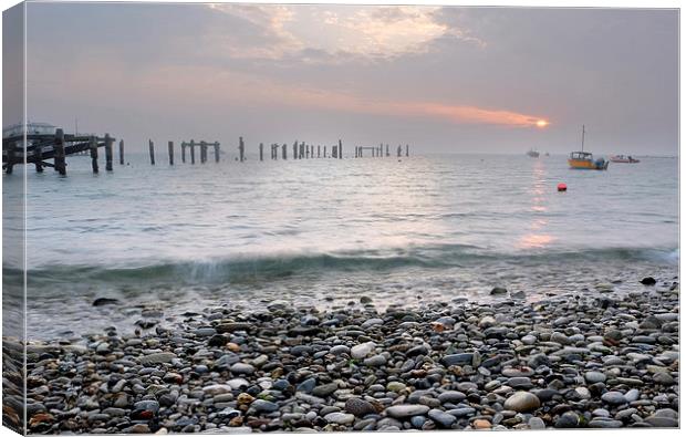  Swanage old pier Canvas Print by Tony Bates