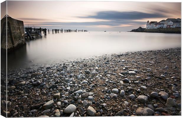 Old Pier remains Canvas Print by Tony Bates