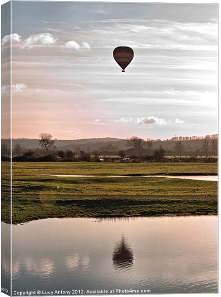 Balloon over Port Meadow, Oxford Canvas Print by Lucy Antony