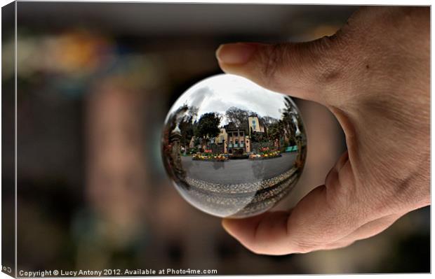 Port Merion in a crystal ball Canvas Print by Lucy Antony