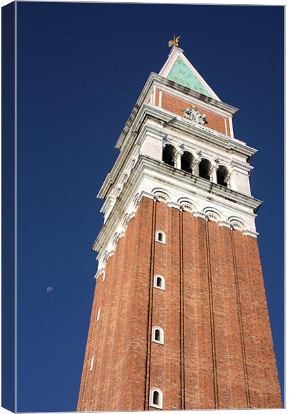 Campanile and moon Canvas Print by Lucy Antony