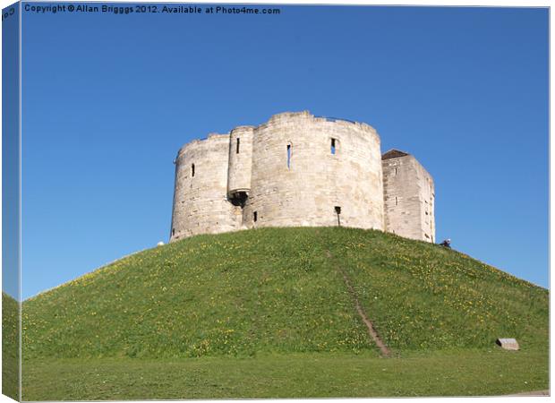 Cliffords Tower York with blue sky Canvas Print by Allan Briggs