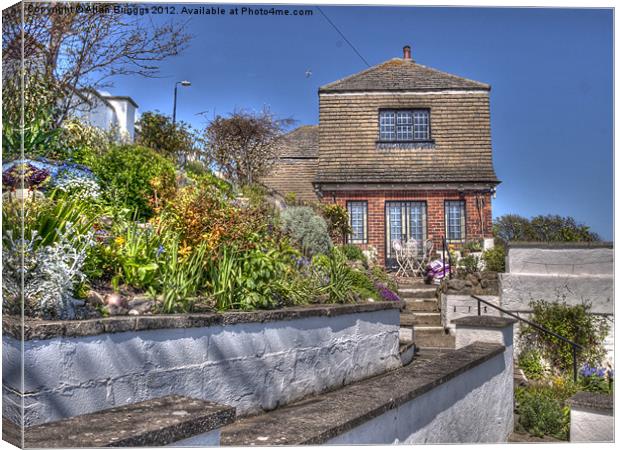 House in Filey with Blue Sky Canvas Print by Allan Briggs