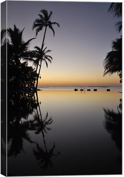 Sunset Reflected in pool in Maldives Canvas Print by Madeline Harris