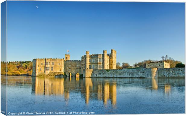 Leeds Castle on Ice Canvas Print by Chris Thaxter