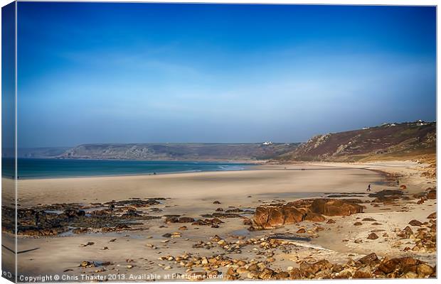 Low tide at Sennen Cove Canvas Print by Chris Thaxter