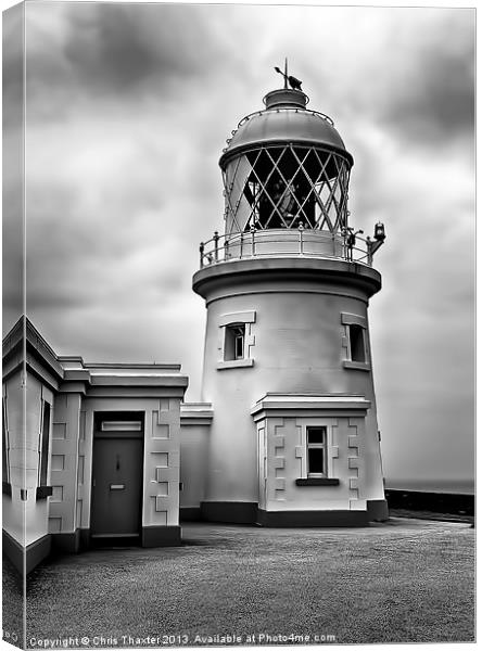 Pendeen Lighthouse Black and White Canvas Print by Chris Thaxter