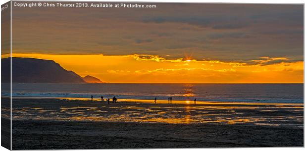 Widemouth Bay Sunset Canvas Print by Chris Thaxter
