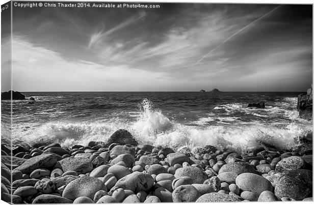 Cot Valley Porth Nanven 5 Black and White Canvas Print by Chris Thaxter